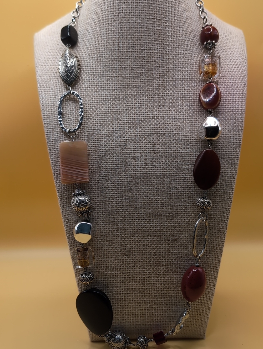 Premier Designs Ignite Necklace - Long Silver Tone Mixed Material